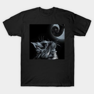 Cat and Chameleon Tail in Moonlight T-Shirt